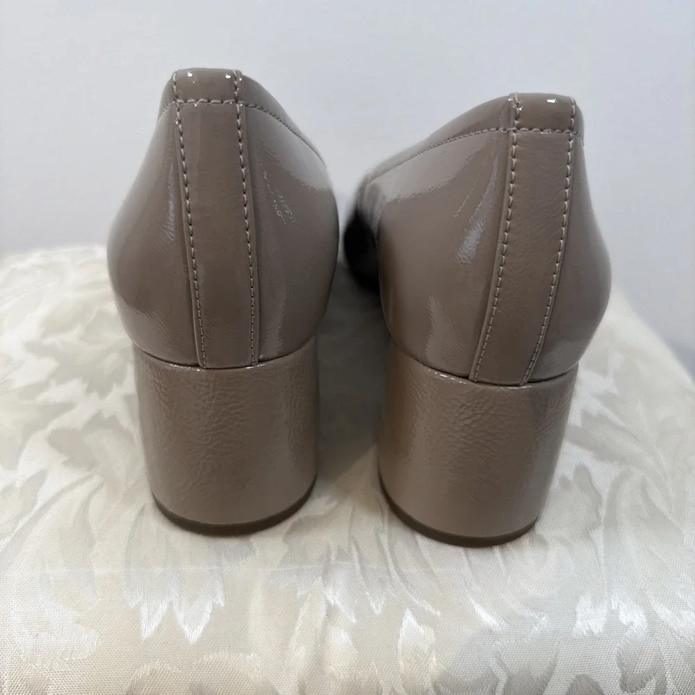 Vionic Carmel Round Toe Block Heels Tan‎ Nude Classic Pumps 10 Leather Comfort